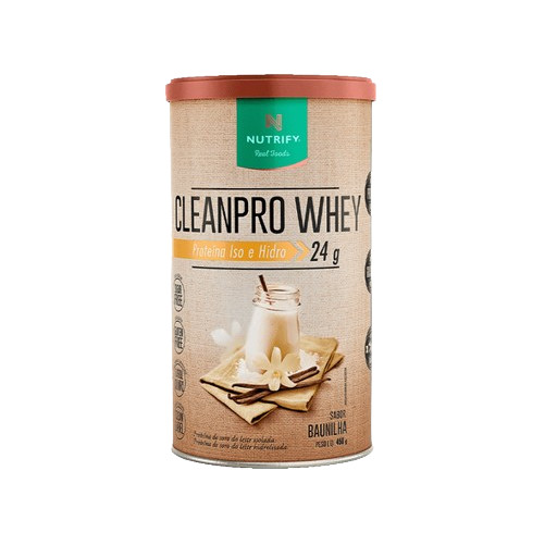 CleanPro Whey Isolado Hidrolisado Baunilha 450g Nutrify