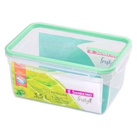 Kit 3 Potes Plástico Empilhaveis Grandes Sanremo 3,5L Organizador de Frutas Geladeira Cozinha Hermético com Travas Later