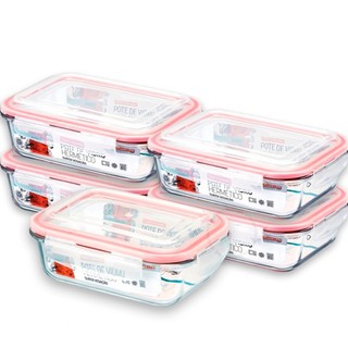 Kit 5 Potes de Vidro Hermético Mantimentos Marmita 1050ml em Oferta na Shopee
