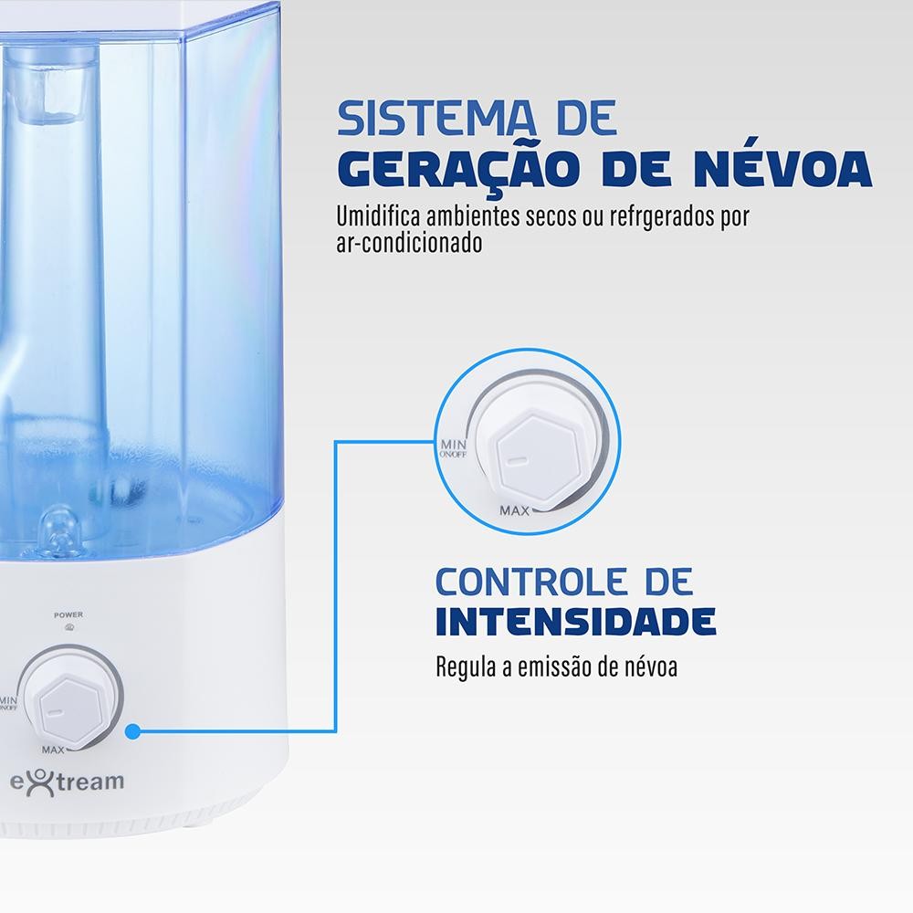 Umidificador de Ar Ultrassônico 2.5L Aura Extream Good Breathing - Silencioso e Compacto Bivolt - Azul — imagem 2 de 2