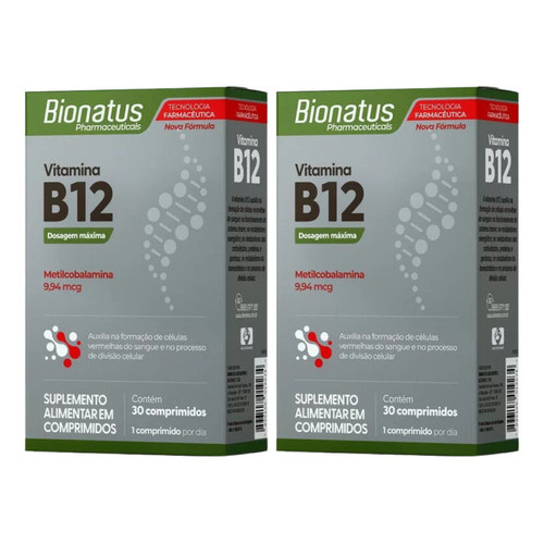 Kit 2 Vitamina B12 Metilcobalamina 30 Comprimidos - Bionatus