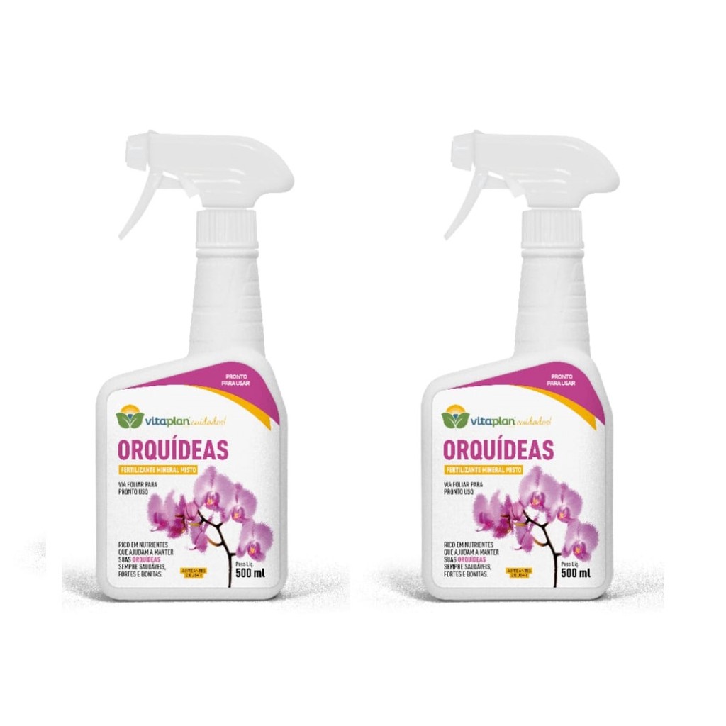 Kit 2 Fertilizantes Adubo Foliar Vitaplan Pronto Uso para Orquídeas 500ml