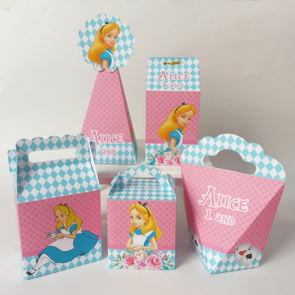 Personalizados Alice no País das Maravilhas Lembrancinha Aniversário Kit Festa Infantil Pegue e Monte Decoração