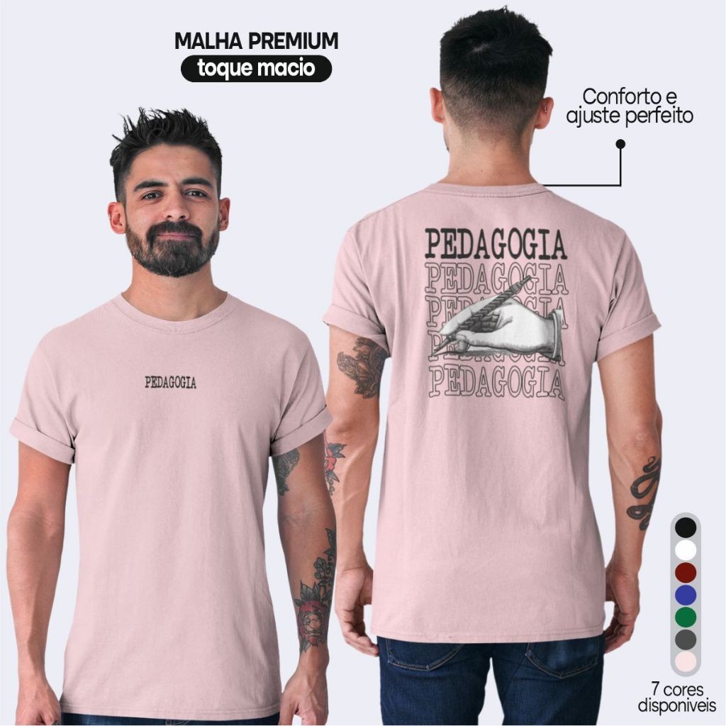 Camiseta Curso Pedagogia Camisa Pedagogia T Shirt 100% Algodão Premium
