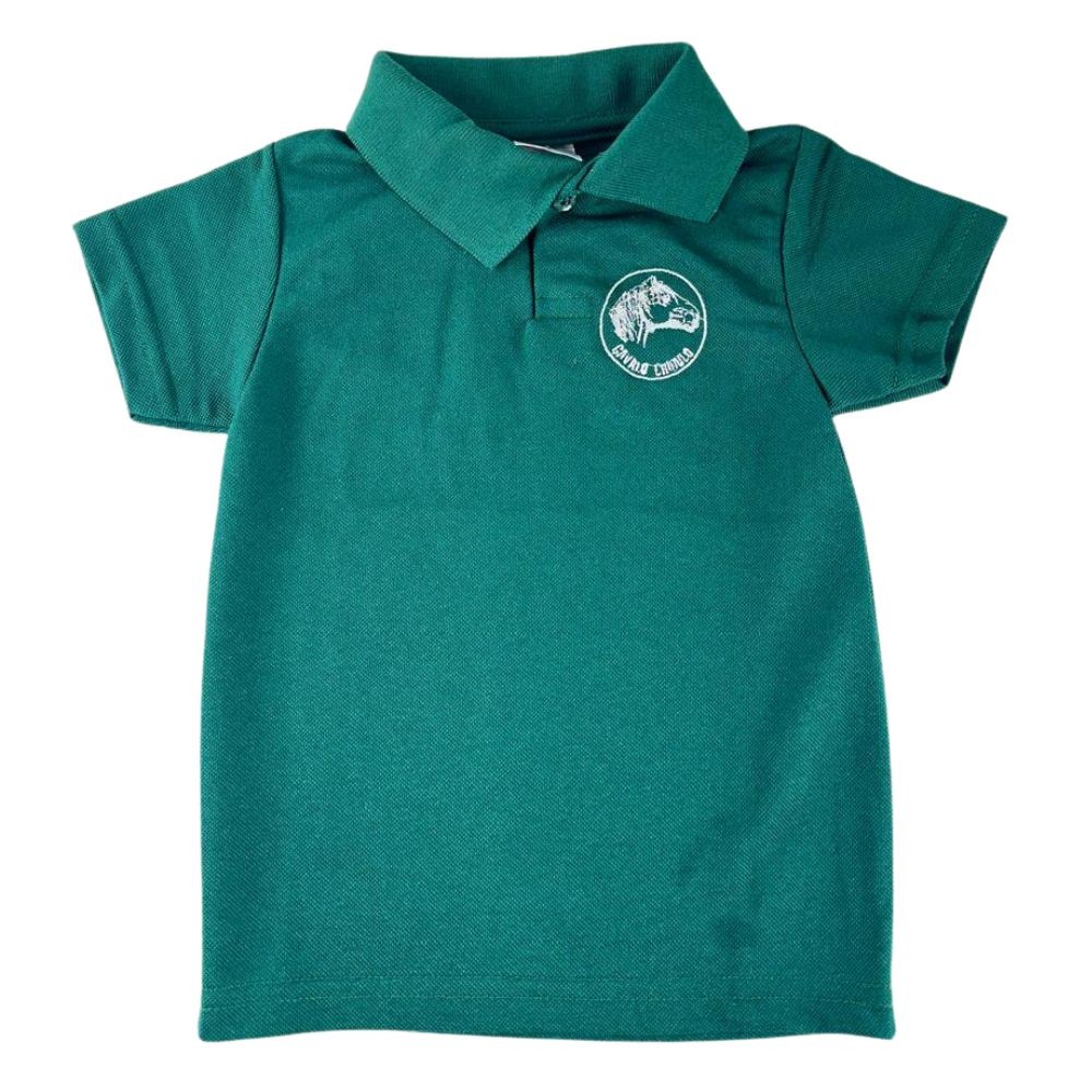 Camisa Polo Com Bordado Cavalo Crioulo Sentinela Oficial Verde Folha Infantil