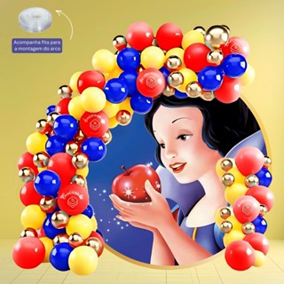 Kit 175 Balões BRANCA DE NEVE  AMARELO 7”+ VERMELHO  7”+ AZUL  7” + OURO Metalizado 5”+ FITA - KIT31 em Oferta na Shopee