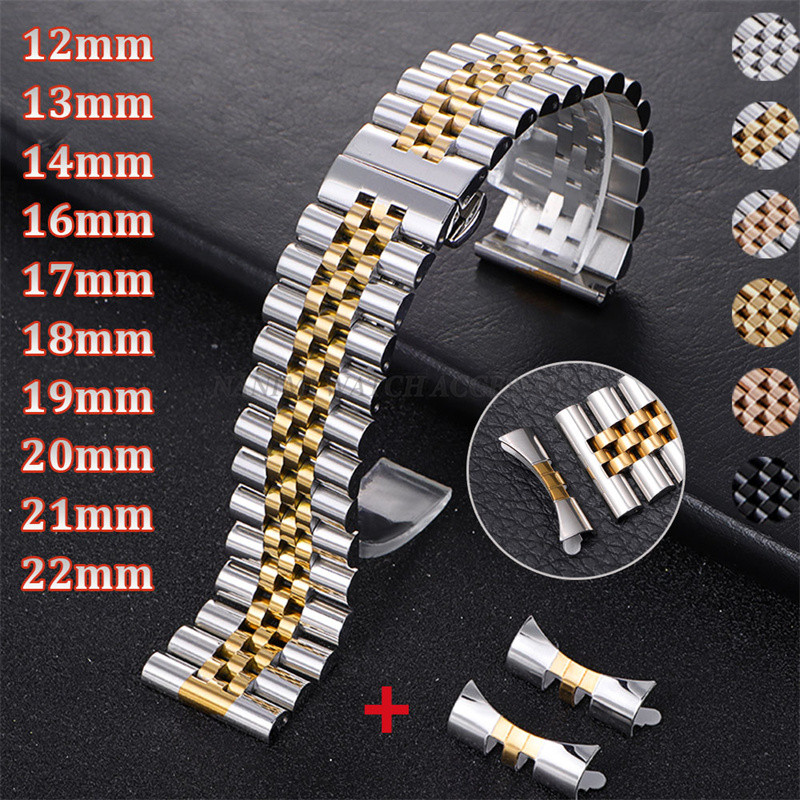 Pulseira De Relógio De Aço Inoxidável Sólido De Luxo 12/13/14/16/17/18/19/20/21/22mm Universal Flat Curved End Clássico em Oferta na Shopee