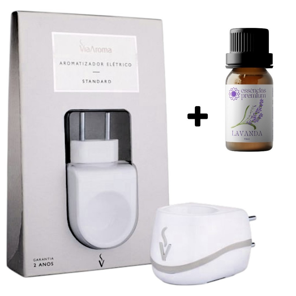 Difusor Aromatizador Elétrico Standard Bivolt Via Aroma e Essência Lavanda 15 ml