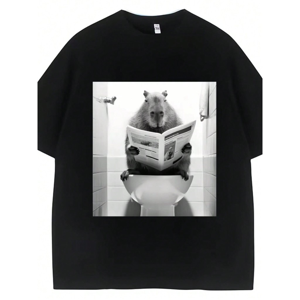 Camiseta Unissex 100% Algodão Capivara Jornal Humor Streetwear Lançamento Envio rápido