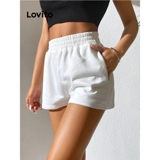 Lovito Shorts Casuais De Bolso Liso Para Mulheres LNL43079