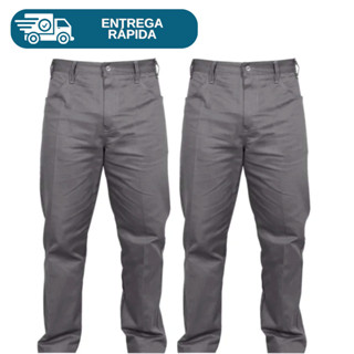 Kit 2 Calça De Brim 1/2 Elástico Uniforme Profissional Para Trabalho Obra Pintor Construção Civil