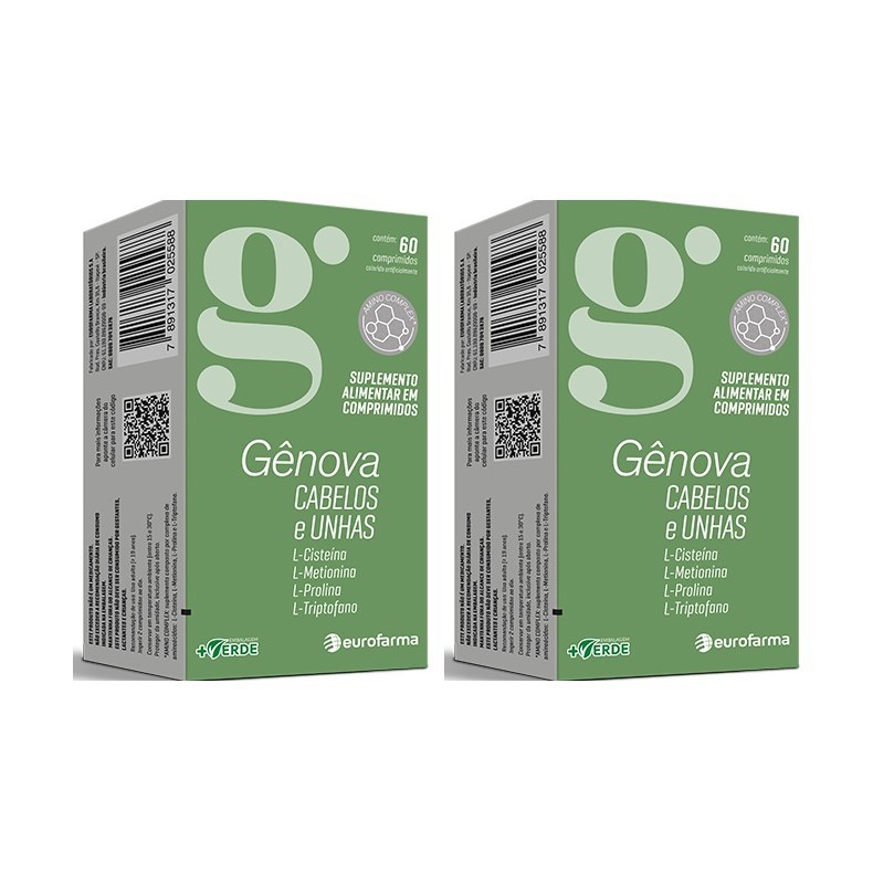 Kit 2 Suplemento Gênova Cabelos e Unhas 60 Cps - Eurofarma