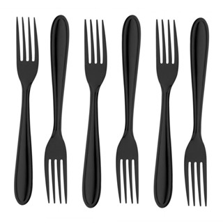 6 Garfos para Mesa Lyor Gastro Preto de Aço Inox 19cm