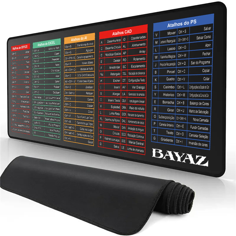 Mousepad De Computador Descrição Da Tecla De Atalho Mouse Pad 70x30cm/Português em Oferta na Shopee