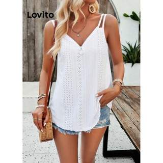 Lovito Regata Casual Com Zíper Liso E Bordado Com Ilhós Para Mulheres LNL43017