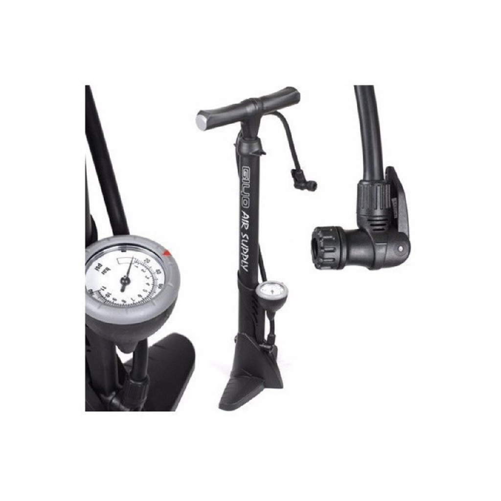 Bomba Encher Pneu Chão Pé Oficina Bike Moto Manômetro Giyo 2 em Oferta na Shopee
