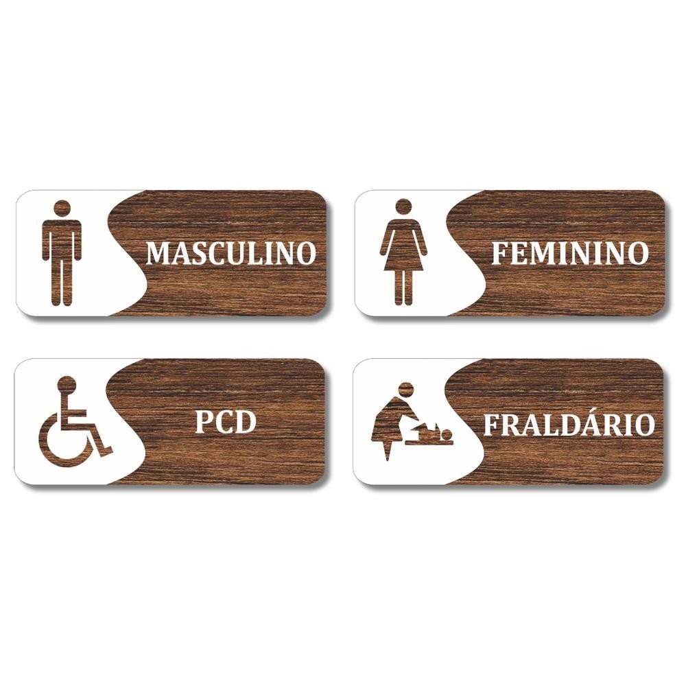 Placas Sinalização Banheiros Pcd Fraldário Kit 4 peças em Oferta na Shopee