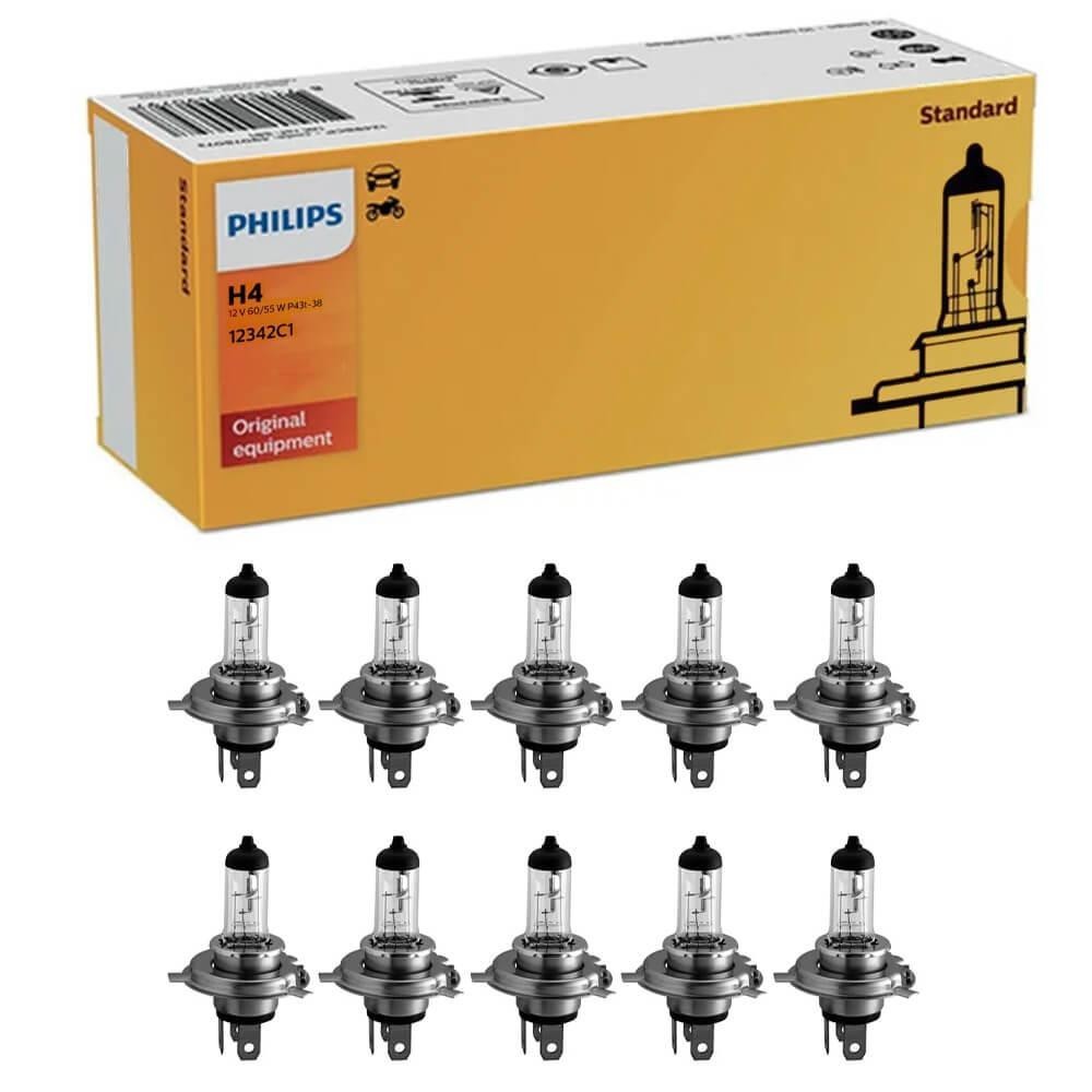 Kit 10 Lâmpada Philips Halógena Standard 55/60W 12v H4 Biodo em Oferta na Shopee