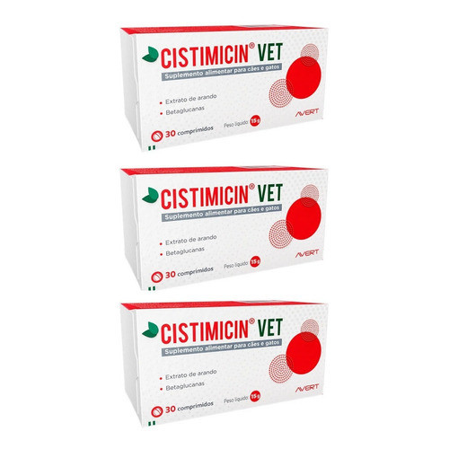 3 Cistimicin Vet Suplemento Cães Gatos 30 Comp. Avert