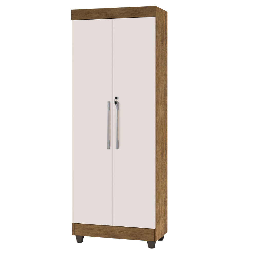 Armário Multiuso Lavanderia Com Chave 2 Portas 1,80m Texas Jequitibá/Off White J&A - Home & Living