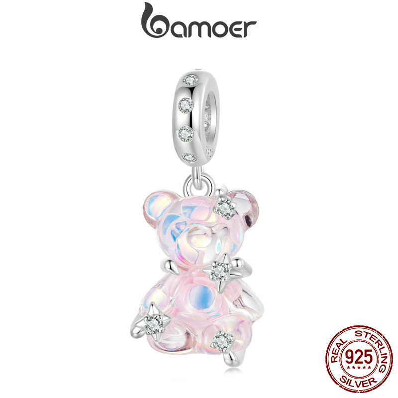 Bamoer 925 Sterling Prata Charme Urso Sonhador Design Pingente Acessórios Para Pulseira