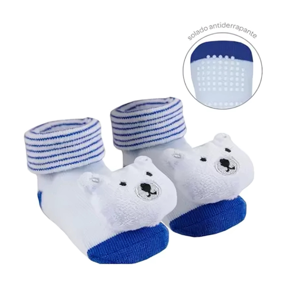 Detalhes do Meias Antiderrapante Com Chocalho Urso 14485 Buba