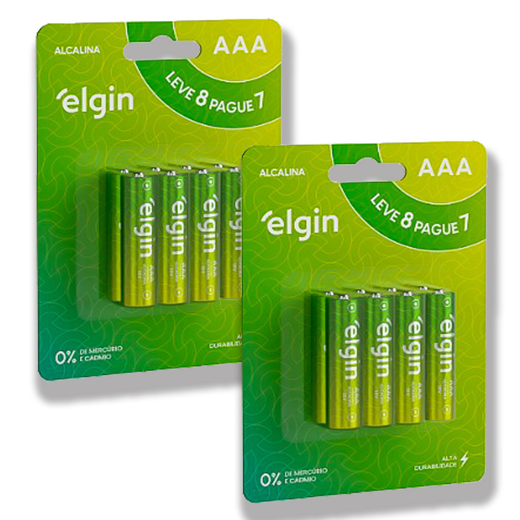 Pilha Alcalina AAA Elgin Bateria 3A Palito kit 16 unidades em Oferta na Shopee