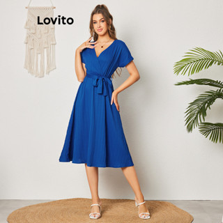 Lovito Vestido Casual Simples Com Cinto Para Mulheres LBL08112