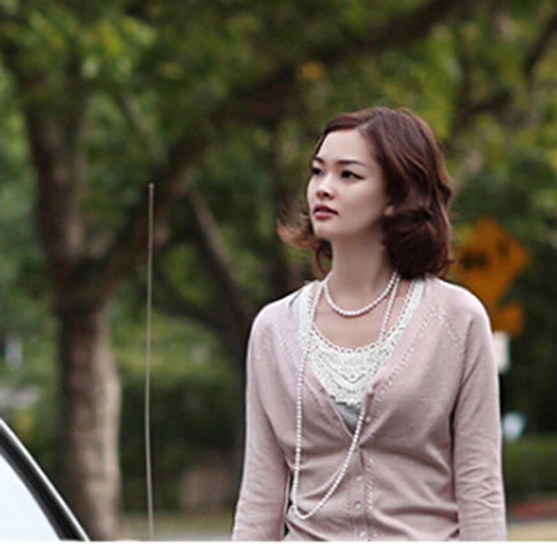 Coreano Longo Camisola Corrente Nó Branco Pérola Colar Para Mulheres Moda Em Camadas Pingente Jóias Delicado Presente Di