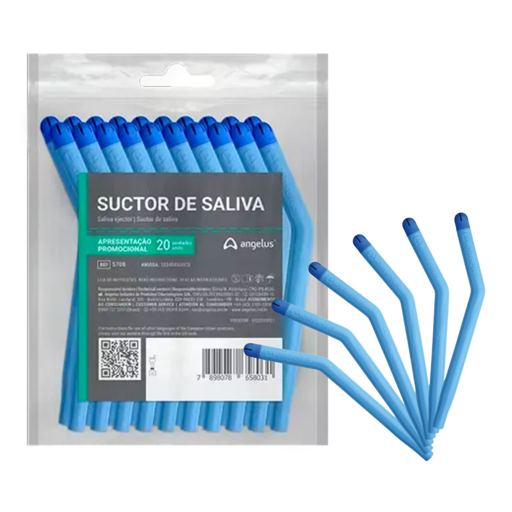 Sugador Odontológico Descartável Flex Suctor c/ 20 Angelus