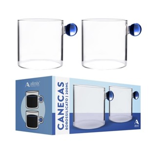 Kit Jogo Conjunto 2 Canecas Colors 200ml - Azul + Caixa para Presente em Oferta na Shopee