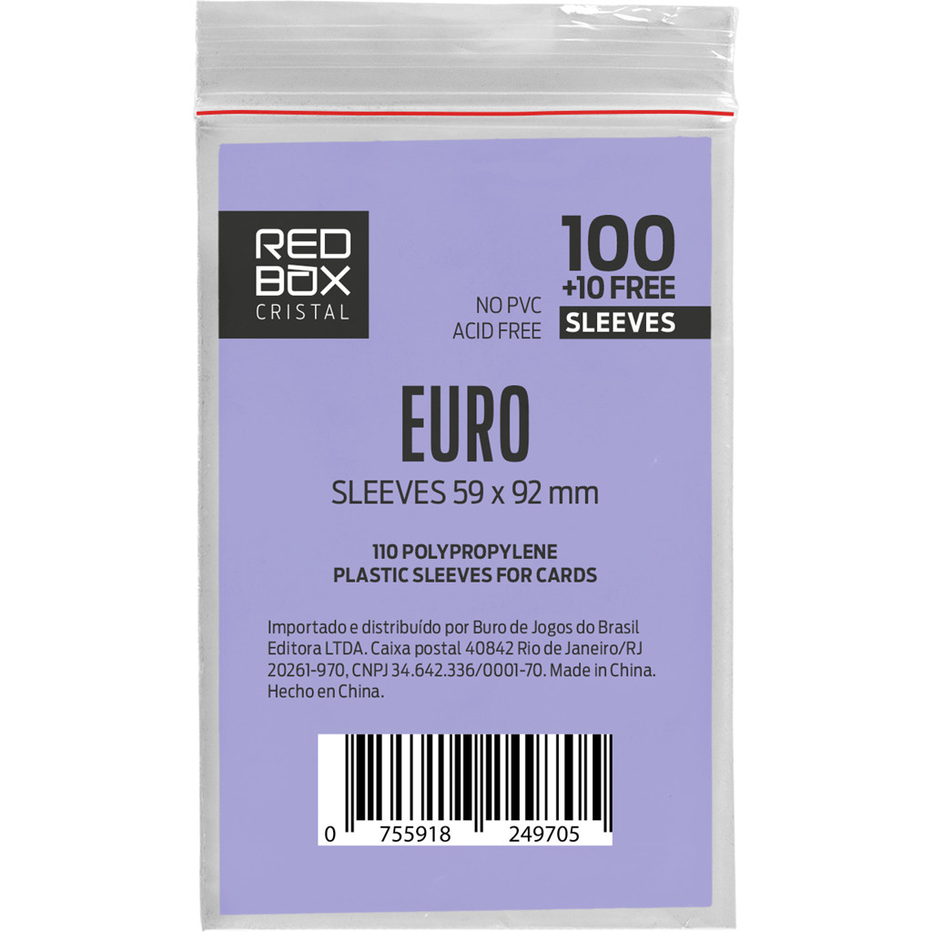 Sleeve Redbox Cristal Euro 59 x 92 mm - 100 unidades