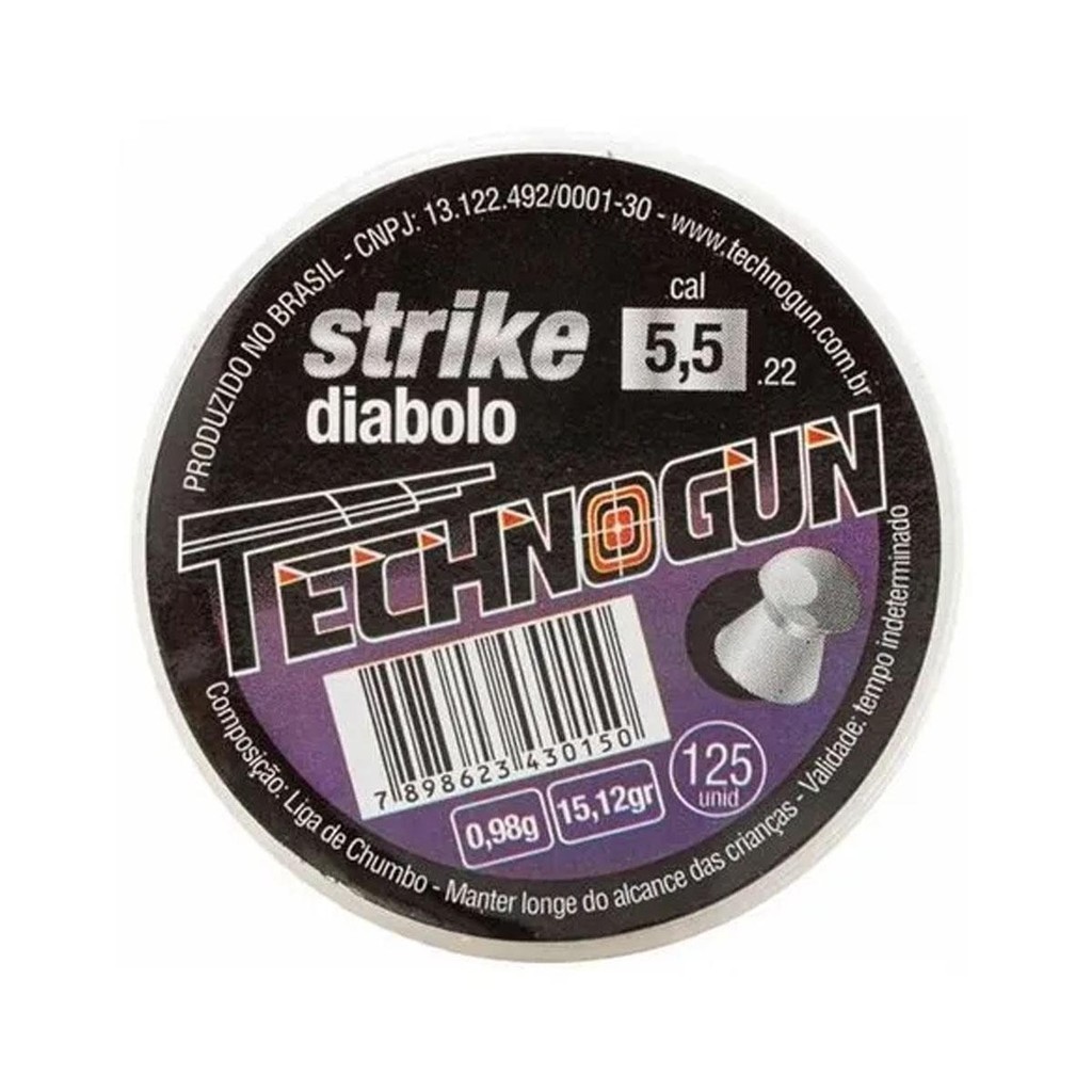 Chumbinho Strike Diabolô 5.5mm 125 unidades – Technogun em Oferta na Shopee