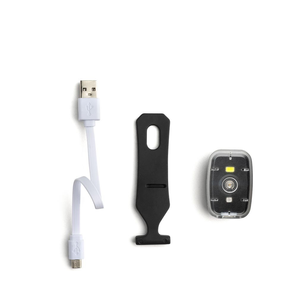 FAROL LED USB CLIP SINALIZADOR 4 FASES BICICLETA DIANTEIRO/TRASEIRO - ATRIO.