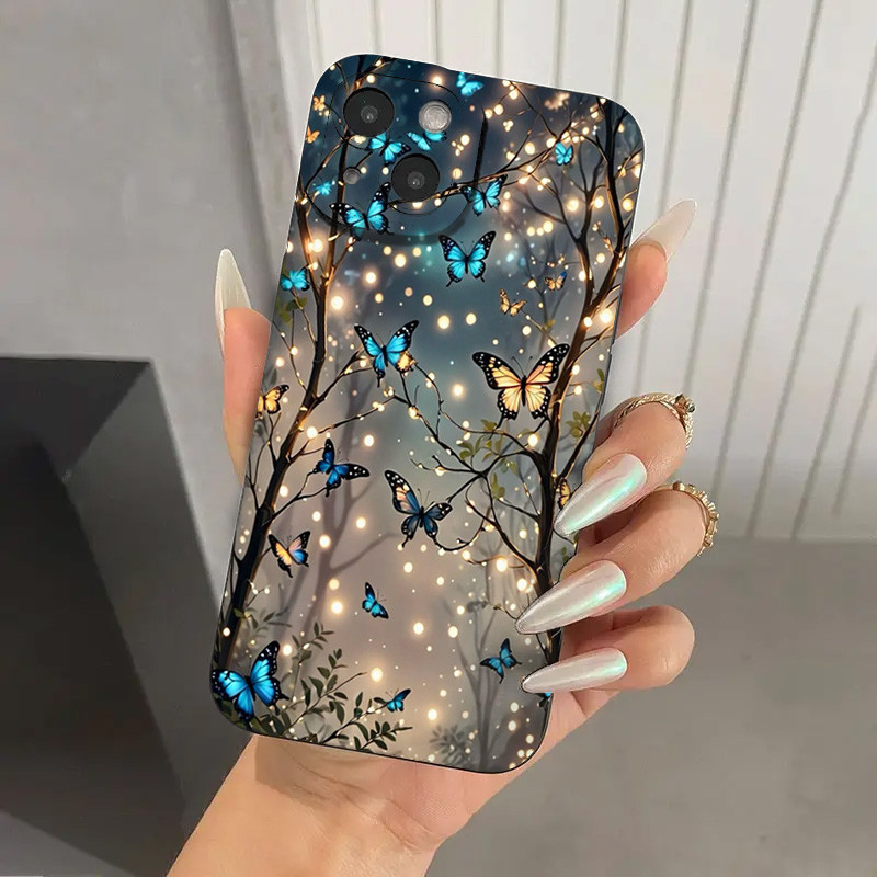 Brilho No Escuro Borboleta Preto Caso De Telefone Para Samsung A55 A35 A16 A06 A54 A34 A25 A15 A05 A56 A36 A26 A14 Capa
