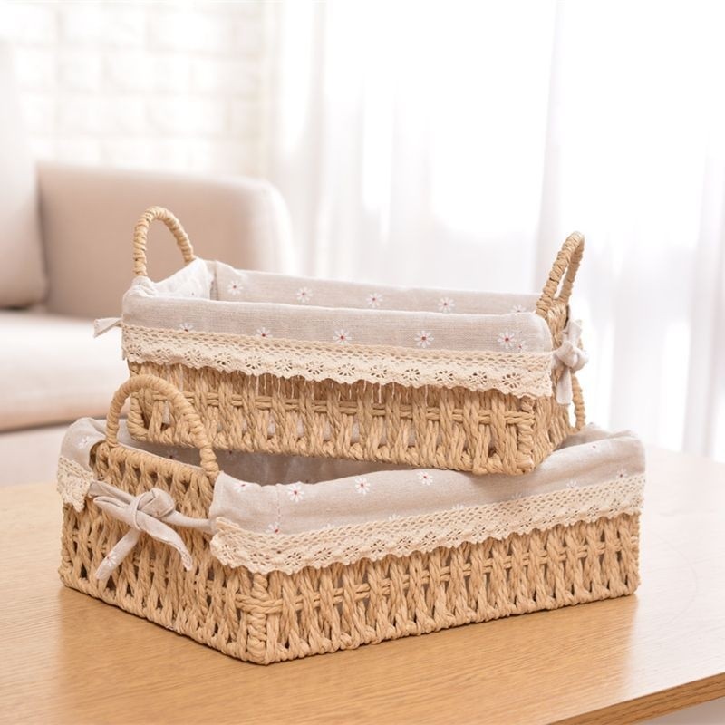 Conjunto 2 Cestos Organizadores Bambu em Oferta na Shopee