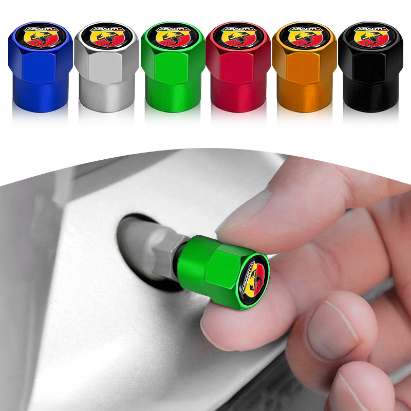 4 Pçs Tampa Da Válvula Do Carro Roda Tampas Pneu Capa Com Emblema Automático Para Abarth Tipo Panda Bravo Doblo Stilo 50