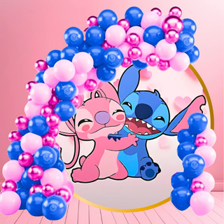 Kit 150 Balões STITCH & ANGEL ROSA 7”+ AZUL  7”+ PINK Metalizado 5” - Balão Bexiga KIT76 em Oferta na Shopee