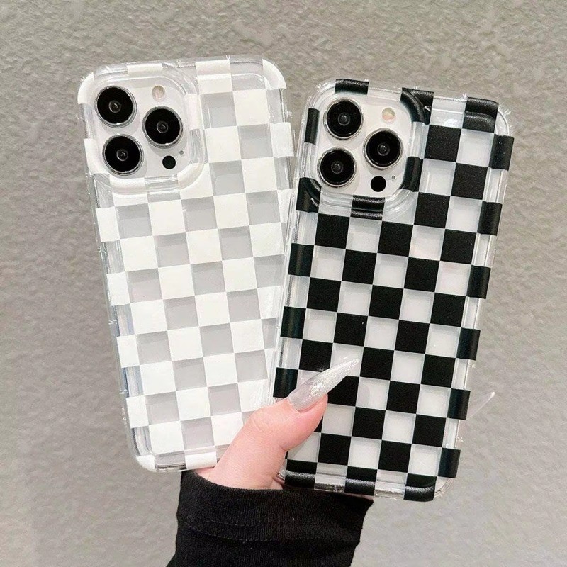 Claro Preto Branco Cubo Mágico Caso De Telefone Para iPhone 16 15 14 Pro Max Plu