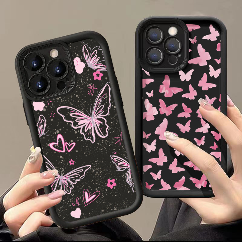 Rosa Borboleta Caso De Telefone Para Samsung A56 A36 A26 A16 A06 A55 A35 A25 A15 A05 A54 A34 A14 Silicone Macio Capa Do