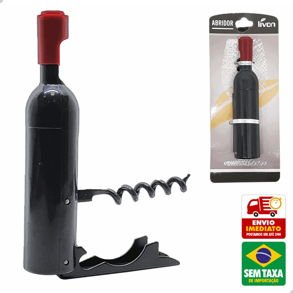 Abridor De Garrafa E Saca Rolha Em Forma De Garrafa De Vinho Livon 5145 em Oferta na Shopee
