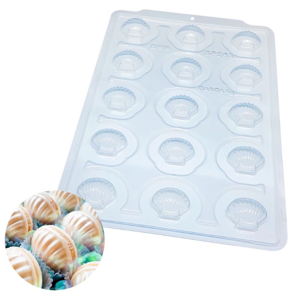 Forma para Chocolate Doces Finos Concha Shell SP 253 Cod. 3512 Semiprofissional com Silicone (3 partes) - BWB