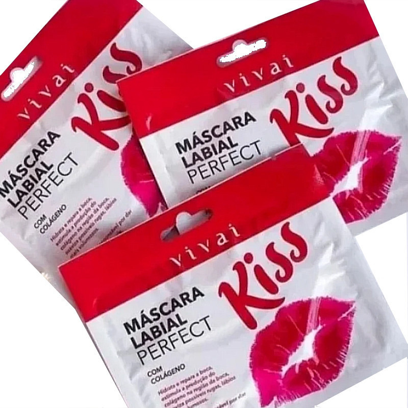 KIT 3 Máscara Labial Gel Perfect Kiss Vivai em Oferta na Shopee