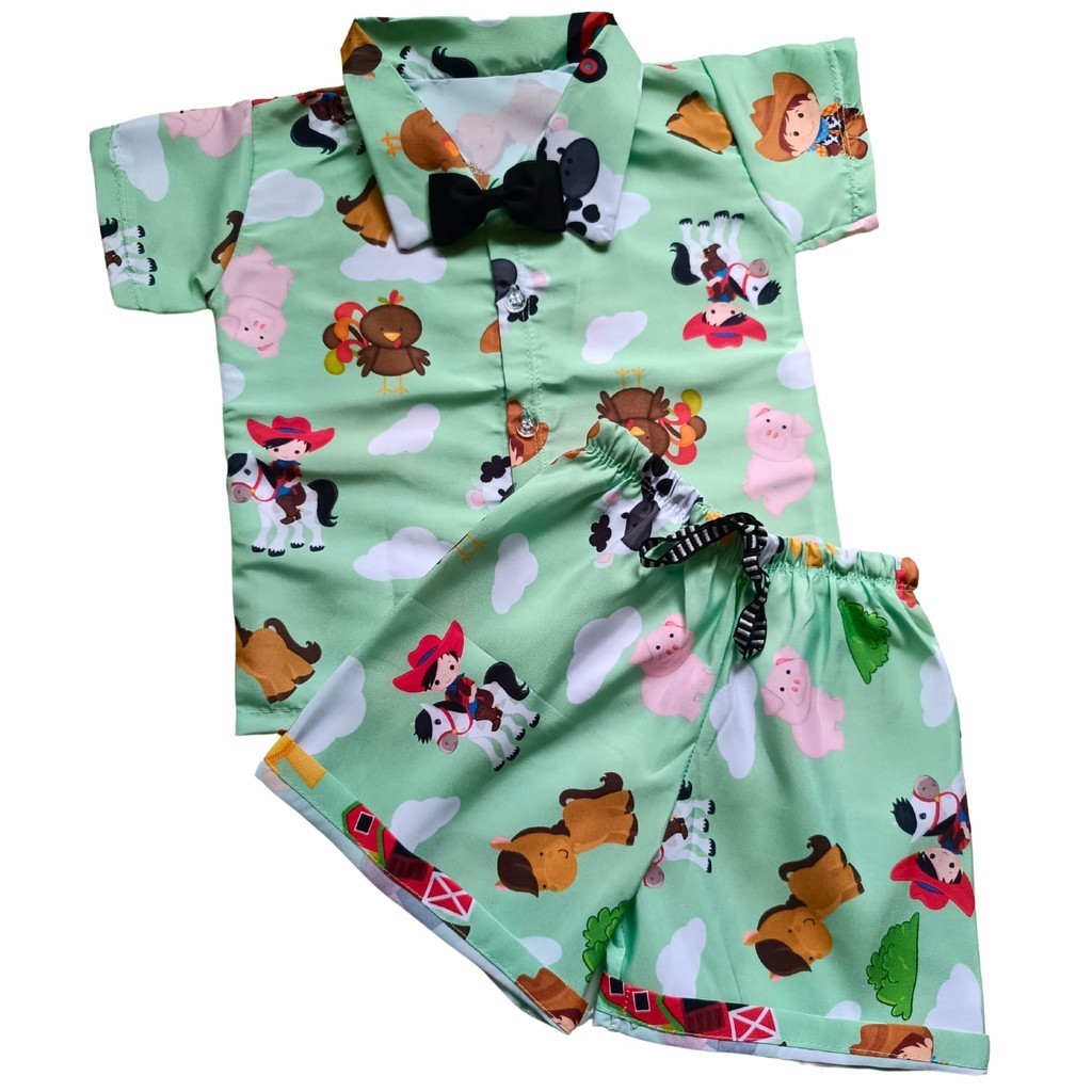 Roupa Fazendinha Menino Conjunto Fazendinha em Oferta na Shopee