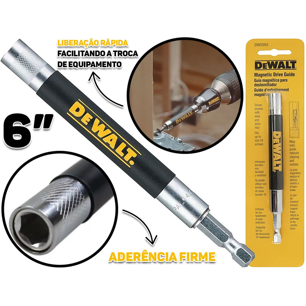 Extensão Adaptador Magnético Para Brocas Parafusadeira Com Guia Profissional Dewalt em Oferta na Shopee