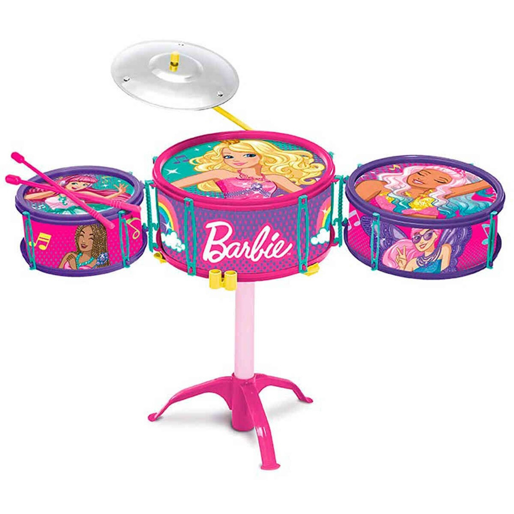 Detalhes do Kit Musical Barbie Dreamtopia Bateria, Microfone, Bolsinha E Guitarra Com Função MP3 - Fun