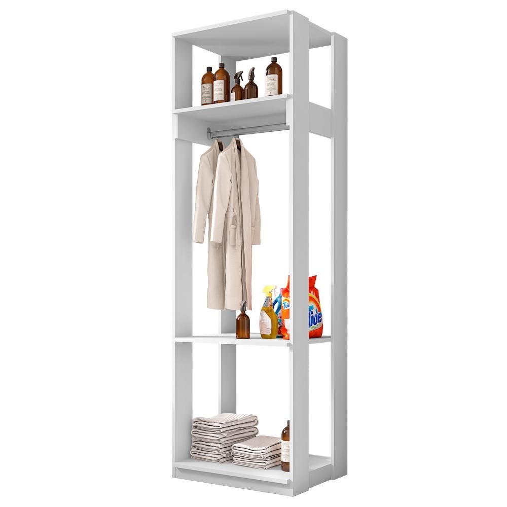 Módulo Guarda Roupa Closet 58cm Com Prateleiras Titan Branco Velluto - Móveis Leão - Home & Living