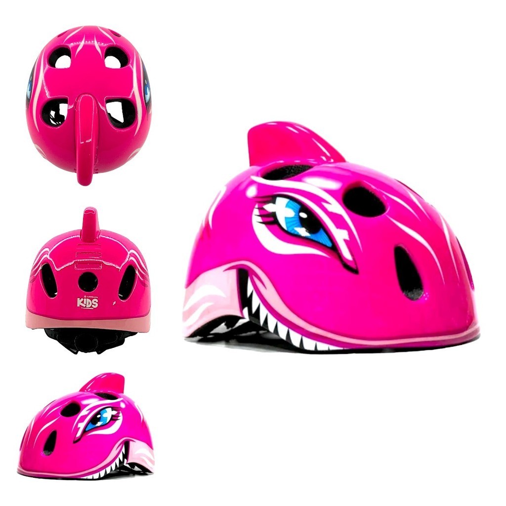 Capacete Infantil Absolute Kids Tubarão Rosa Para Bicicleta Patinete Skate Criança
