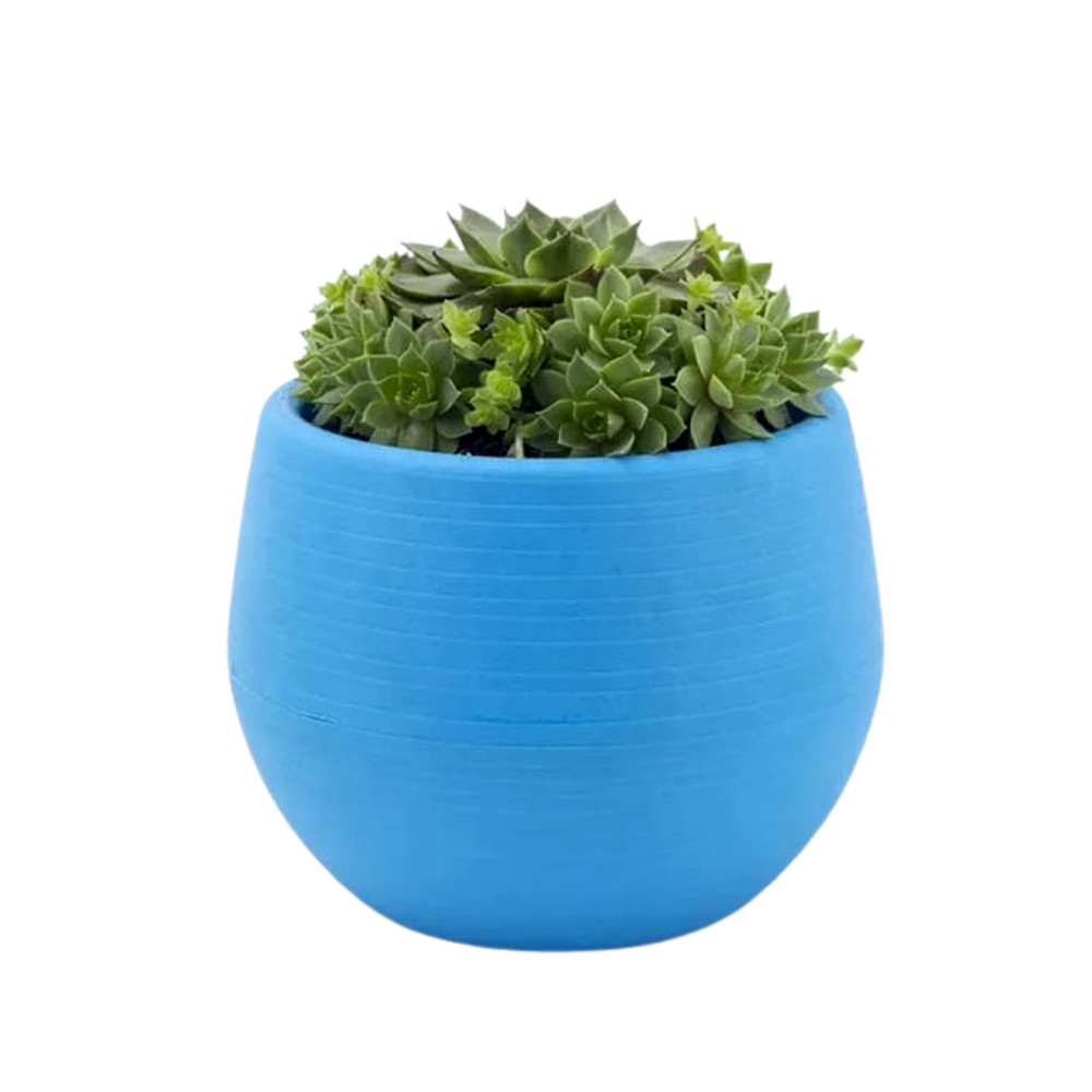 Vaso Decorativo Plástico Cachepot Redondo Azul P/ Plantas