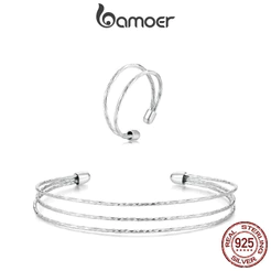 Anel De Fita Bamoer 925 Sterling Simples De Dupla Camada Presentes De Moda Requintados Para Mulheres